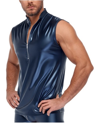 Débardeur avec zip Top Andio Bleu métallisé