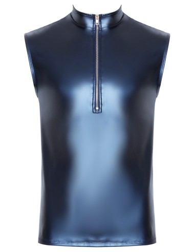 Débardeur avec zip Top Andio Bleu métallisé
