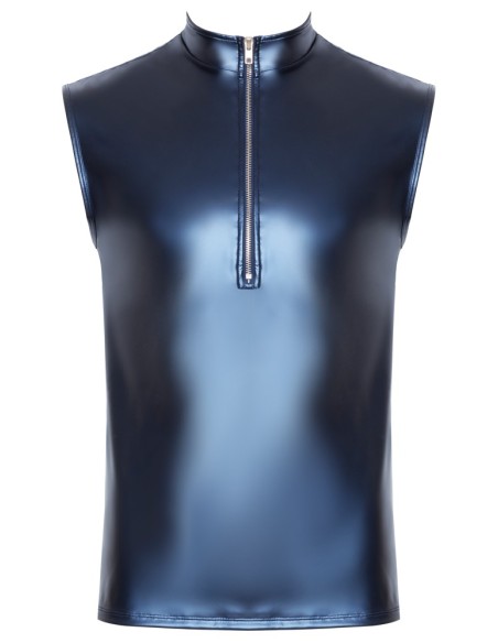 Débardeur avec zip Top Andio Bleu métallisé