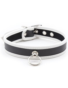 Collier O Ring Simili Noir-Blanc
