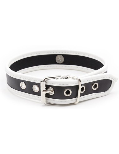 Collier O Ring Simili Noir-Blanc
