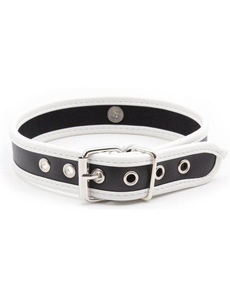 Collier O Ring Simili Noir-Blanc