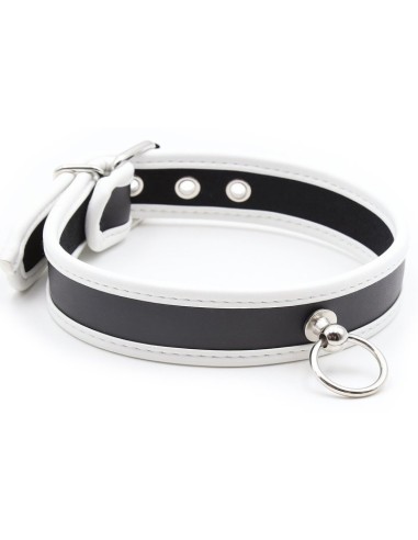 Collier O Ring Simili Noir-Blanc