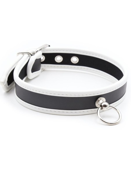 Collier O Ring Simili Noir-Blanc