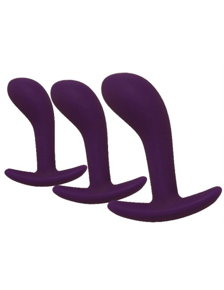 Kit de 3 Mini Plugs Prostatiques Silicone 11 x 3.5 cm Violet Foncé