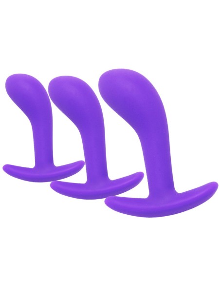 Kit de 3 Mini Plugs Prostatiques Silicone 11 x 3.5 cm Violet Kit de 3 Mini Plugs Prostatiques Silicone 11 x 3.5 cm Violet