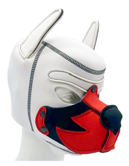 Cagoule Puppy Fox Néoprène Blanc-Rouge