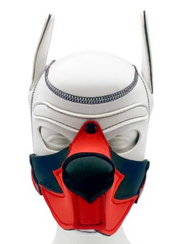 Cagoule Puppy Fox Néoprène Blanc-Rouge