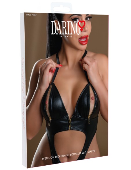 Body Taille Haute Zip et String Beyla Noir - Bodys et Harnais - 3