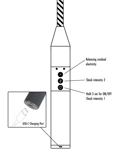 Cravache Electro Shock 52cm