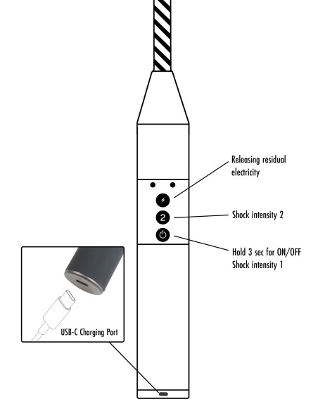 Cravache Electro Shock 52cm