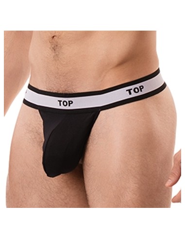 String Cache-sexe Top Noir