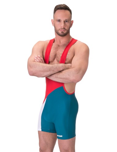 Body Singlet Luckenwalde Rouge-Bleu pétrole