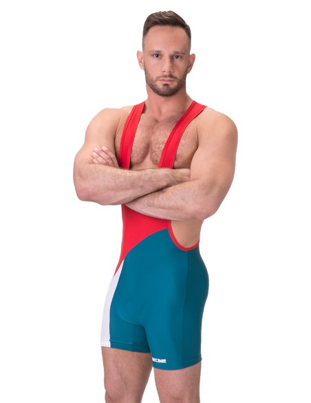 Body Singlet Luckenwalde Rouge-Bleu pétrole