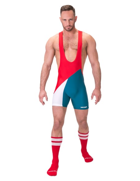 Body Singlet Luckenwalde Rouge-Bleu pétrole