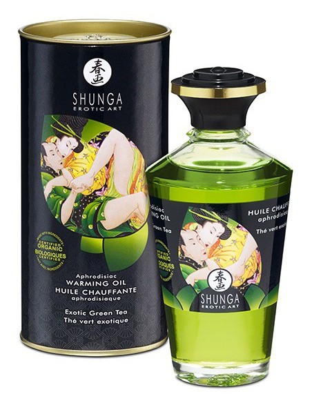 Huile de massage Chauffante Aphrodisiaque - THÉ VERT 100ml