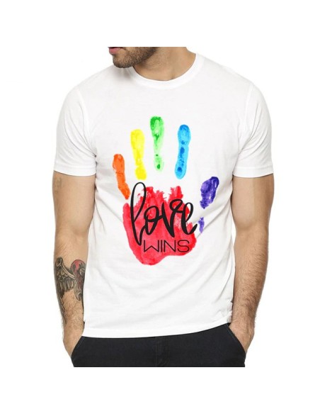 T-shirt blanc avec main Rainbow T-shirt blanc avec main Rainbow
