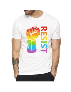 T-shirt Resist Rainbow Blanc