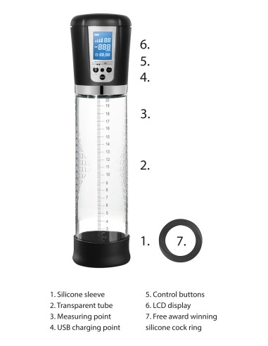 Pompe automatique pour pénis avec écran LCD 20 x 6cm